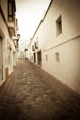 Old cobbled streets with white houses