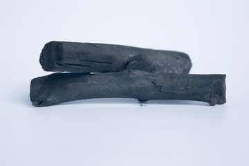 Natural wood charcoal Isolated on white, traditional charcoal or hard wood charcoal