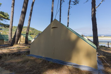 Camping in Cies Islands (Pontevedra, Spain).