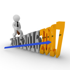 3d aim high concept with stairs