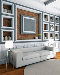 White style sofa in vintage room