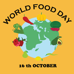 Vector illustration of Earth made of healthy food