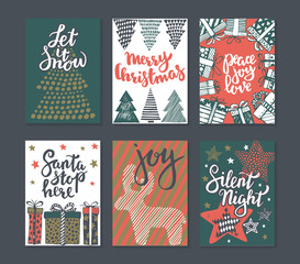 Collection of six Christmas greeting cards.
