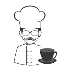 avatar food chef man with coffee mug icon silhouette. vector illustration