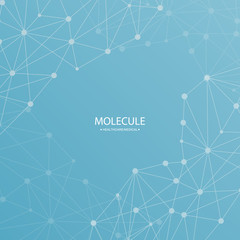 Structure molecule and communication Dna, atom, neurons. Science concept for your design. Connected lines with dots. Medical, technology, chemistry, science background. Vector illustration.