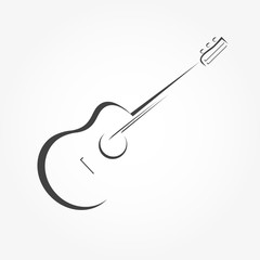 Guitar stylized icon vector. Simple lines acoustic guitar  design element.