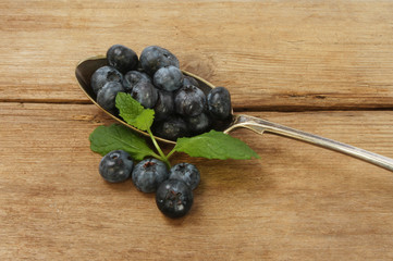Blueberries in a spoon