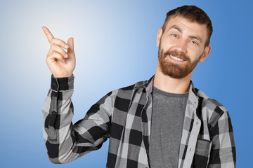 Portrait Of Handsome Mature Man Pointing