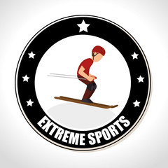 man  skiing extreme sports Badge Stamp. colorful design. vector illustration