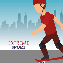 Fototapeta na wymiar man training skateboarding extreme sport. colorful design. vector illustration