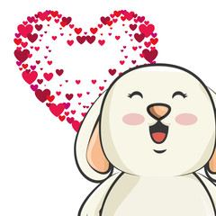 Obraz premium cute rabbit animal with red heart shape. love bunny. colorful design. vector illustration