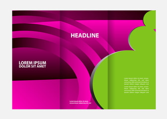 Fototapeta premium Vector empty tri-fold brochure print template design, trifold bright booklet or flyer 