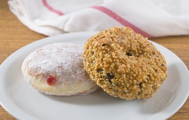 Strawberry Filled Donut and Peanuts Chocolate Donut