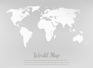 World map silhouette. Paper card map. Vector