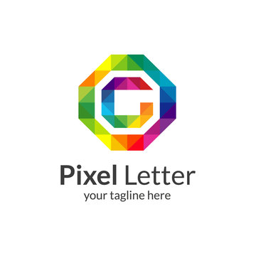 Pixel G letter logo. W logo template