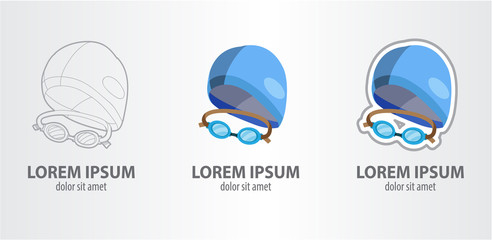 Logo swimming cap with glasses