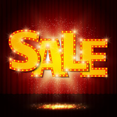 Shining sale on red curtain