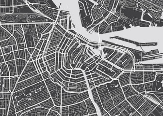 Vector detailed map Amsterdam