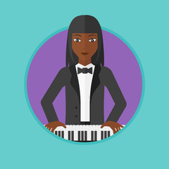 Woman playing piano vector illustration.