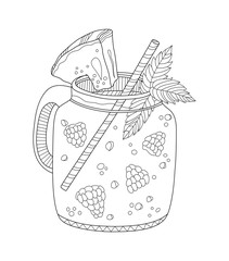 Lemonade adult coloring page in zentangle style