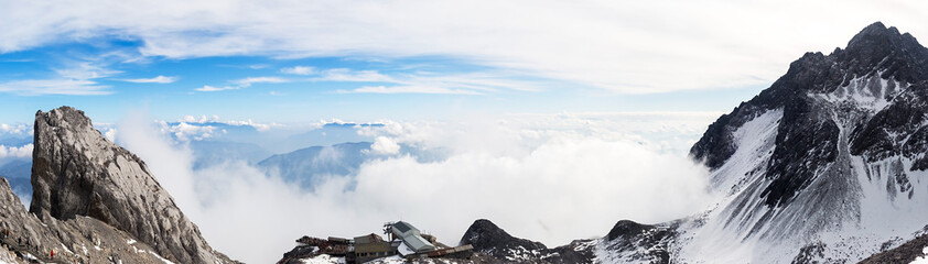 Mountain landscape in Jade Dragon Snow Mountain (Yulong Snow Mountain) located at Lijiang, Yunnan, China.