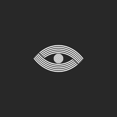 Eye logo monogram creative design mockup. Black and white simple media icon. Vision optical emblem idea.