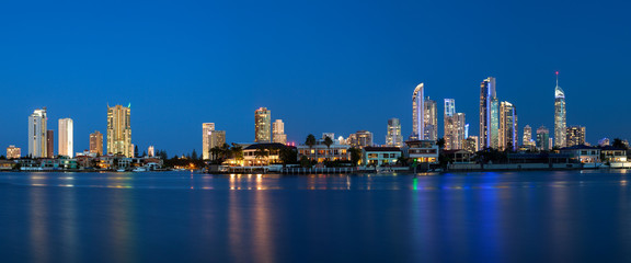 Panoramic view of sunset over Surfers Paradise