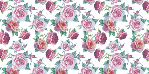 Naklejka na ściany i meble Wildflower rose flower pattern in a watercolor style isolated. Full name of the plant: rose, platyrhodon, rosa. Aquarelle flower could be used for background, texture, pattern, frame or border.