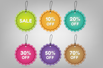 Price tags set on gray vintage background