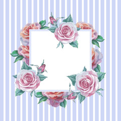 Wildflower rose flower frame in a watercolor style isolated. Full name of the plant: rose, platyrhodon, rosa. Aquarelle flower could be used for background, texture, pattern, frame or border.