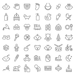 Baby icon set in thin line style. Vector symbols.