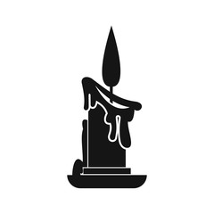 Burning candle icon in simple style on a white background vector illustration
