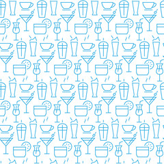 Vector seamless pattern with icons of drink items. - 121839346