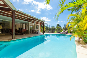 Backyard with swimming pool