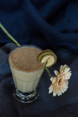 smoothie made from kiwi, bananas and orange juice
