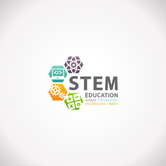 STEM Education Concept Logo. Science Technology Engineering Mathematics.