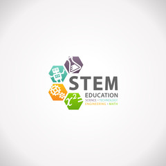 STEM Education Concept Logo. Science Technology Engineering Mathematics. © arrow