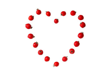 Hawthorn berries in heart shape