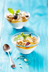 greek yogurt on blu table