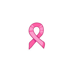 Pink ribbon, international symbol of breast cancer awareness. hand drawn illustration, isolated on white