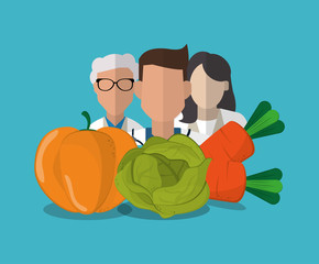 flat design healthy food and medical doctor image vector illustration