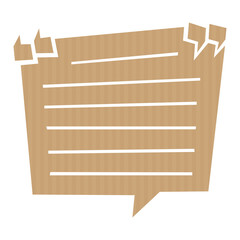 Speech bubble cut out of craft paper or cardboard with quotation marks and lines. EPS 10 vector carton