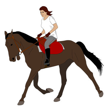 woman riding horse 3 - vector