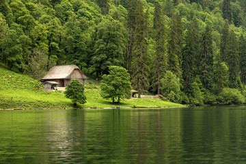 Obraz premium Lake Konigsee in Bavarian Alps.