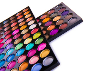 Set of colourful shadow for make-up isolated on white