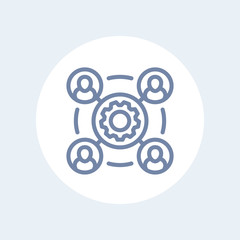 outsourcing line icon isolated on white