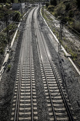Fototapeta na wymiar Train tracks in Sant Cugat del Valles Catalonia