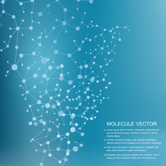 Structure molecule and communication Dna, atom, neurons. Science concept for your design. Connected lines with dots. Medical, technology, chemistry, science background. Vector illustration.