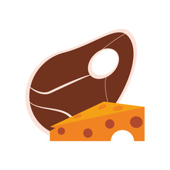 flat design beef steak and cheese  icon vector illustration