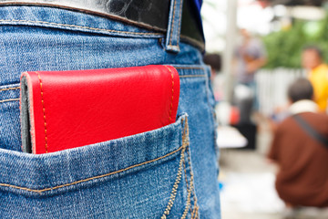 wallet in cloth jeans pocket